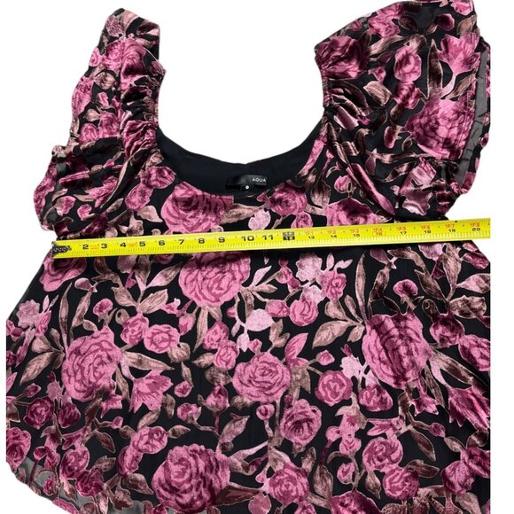 Acqua Babydoll Blouse Size Medium Velvet Floral Fairy Whimsigoth Cottagecore - Picture 4 of 11
